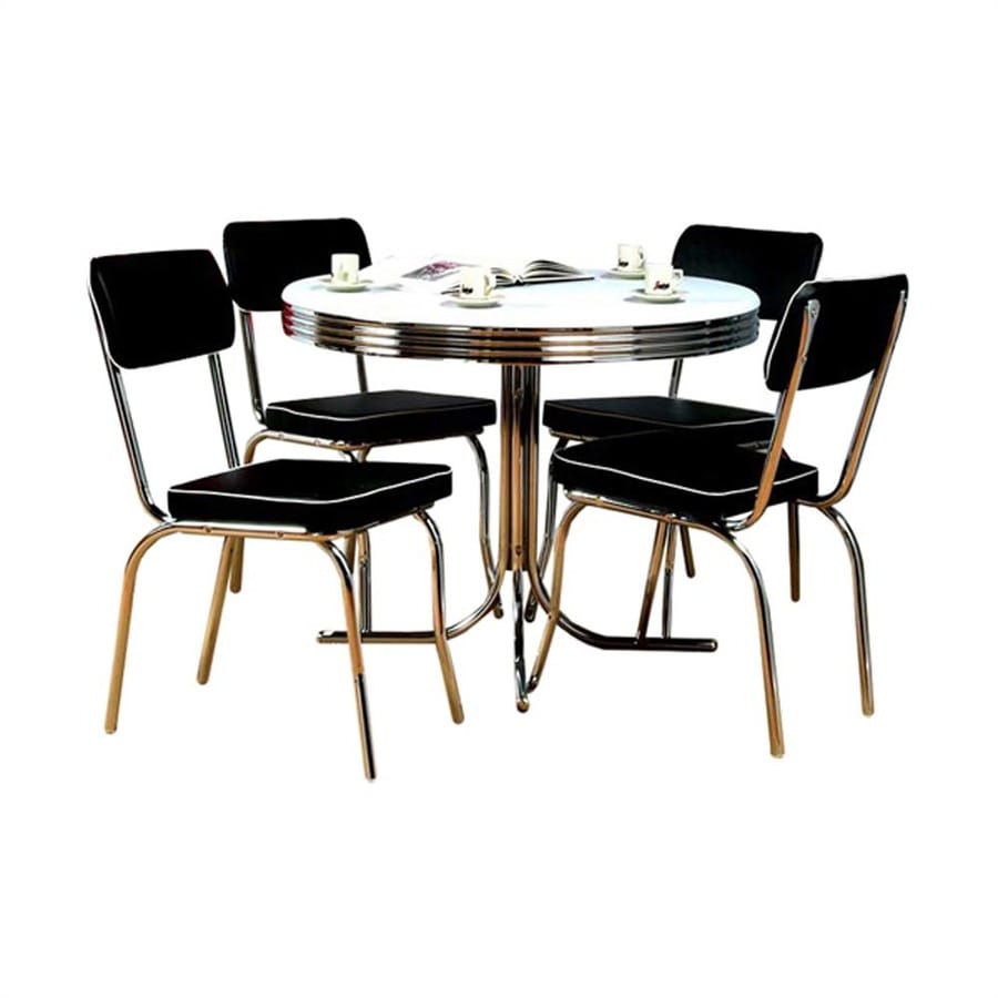 Shop TMS Furniture Retro Black Dining Set with Round Dining Table at ...