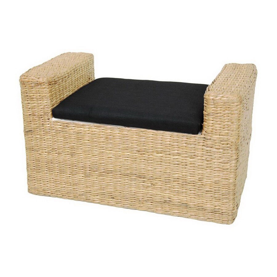 Oriental Furniture Fiber Weave Natural Indoor Entryway Bench With