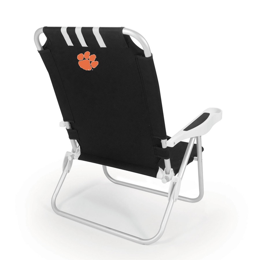 Picnic Time Black Ncaa Clemson Tigers Steel Folding Beach Chair At