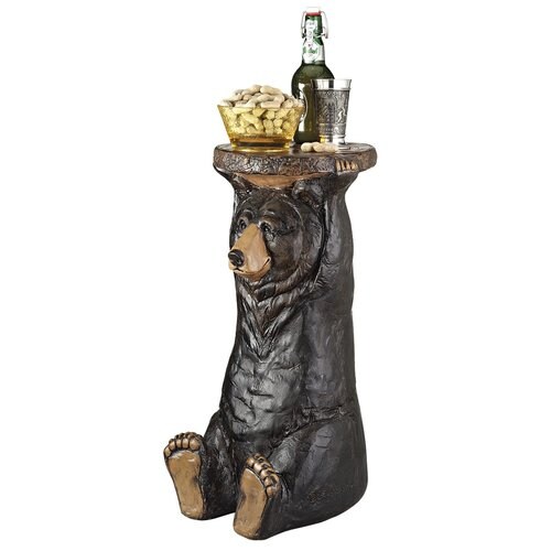 Design Toscano Black Forest Bear Black Resin Rustic End Table at Lowes.com