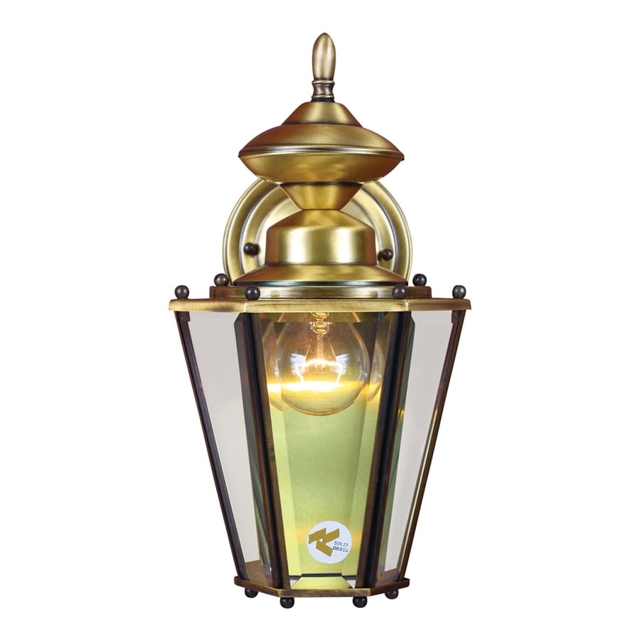 Shop Volume International 13.5-in H Antique Solid Brass Outdoor Wall Light at Lowes.com