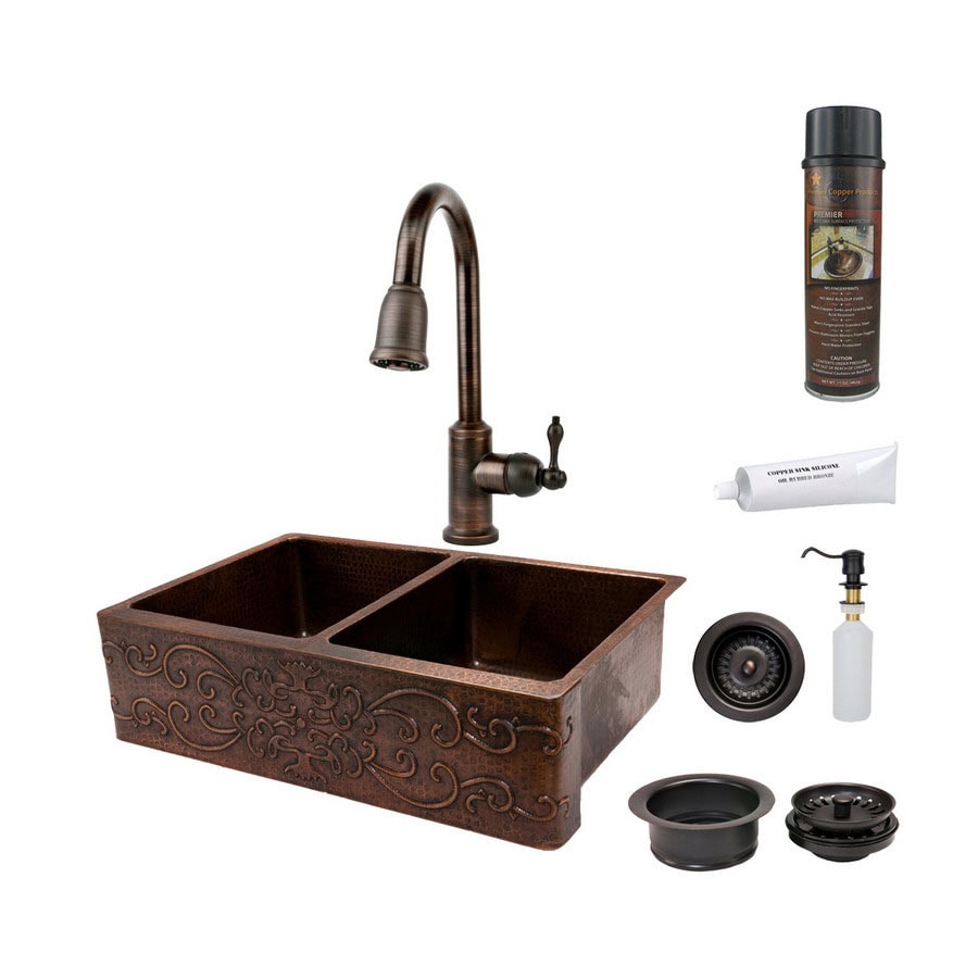 Shop Premier Copper Products 33in x 22in OilRubbed bronze DoubleBasin Standard DropIn
