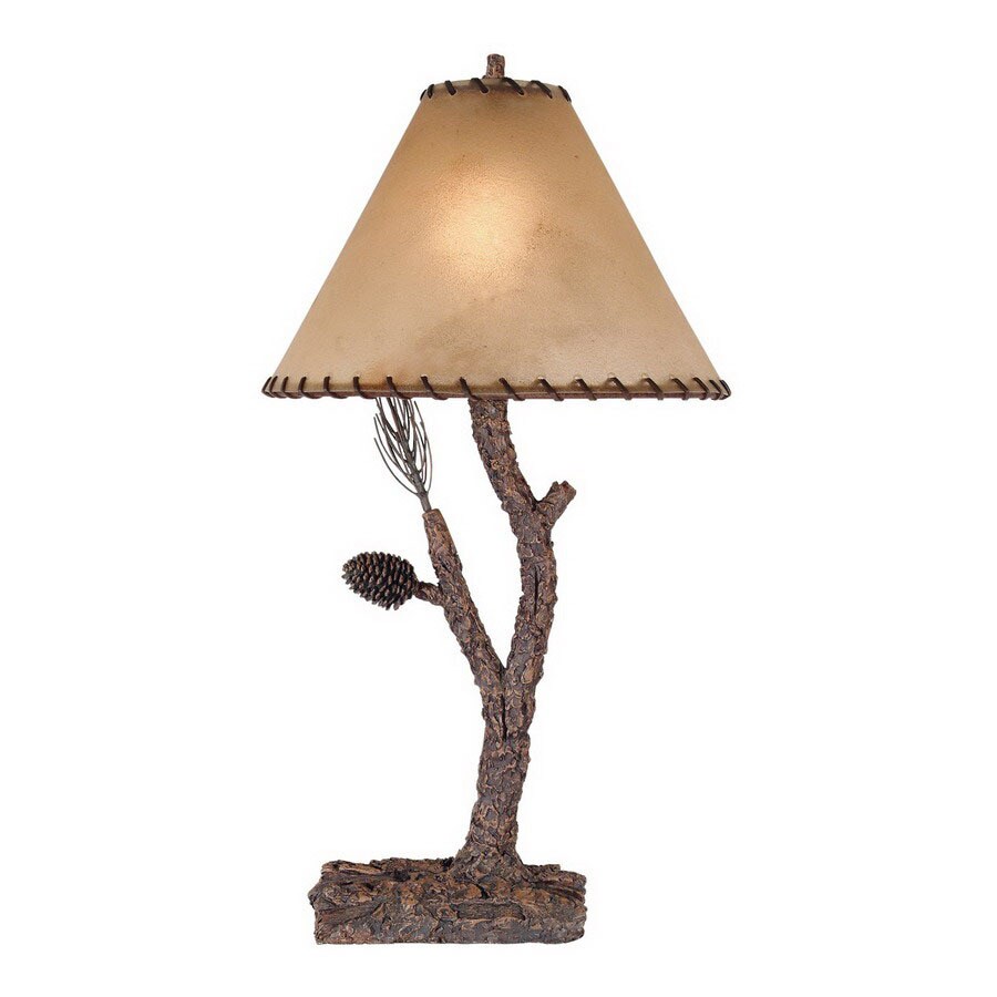 Shop Shadow Mountain 30-in Tree Bark Indoor Table Lamp with Fabric ...