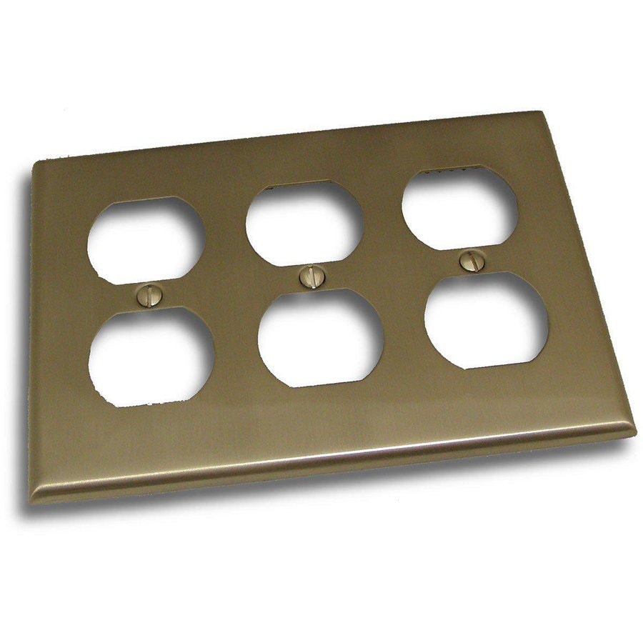 Residential Essentials 3-Gang Satin Nickel Triple Duplex Wall Plate At ...