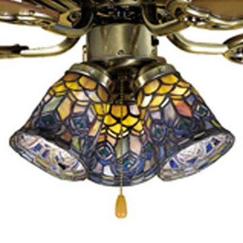 Peacock Feather 4 In H 4 In W Peacock Stained Glass Tiffany Style Bell Ceiling Fan Light Shade