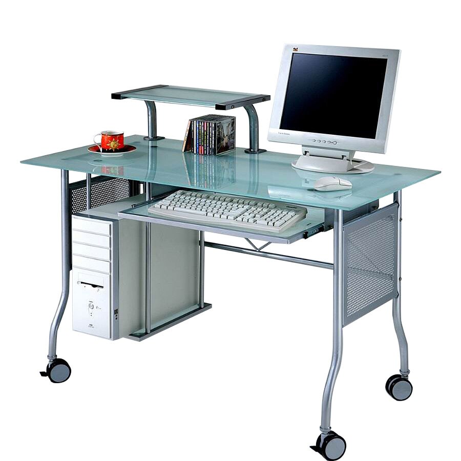 New Spec White Frosted And Silver Computer Desk At Com New Spec White Frosted And Silver Computer Desk