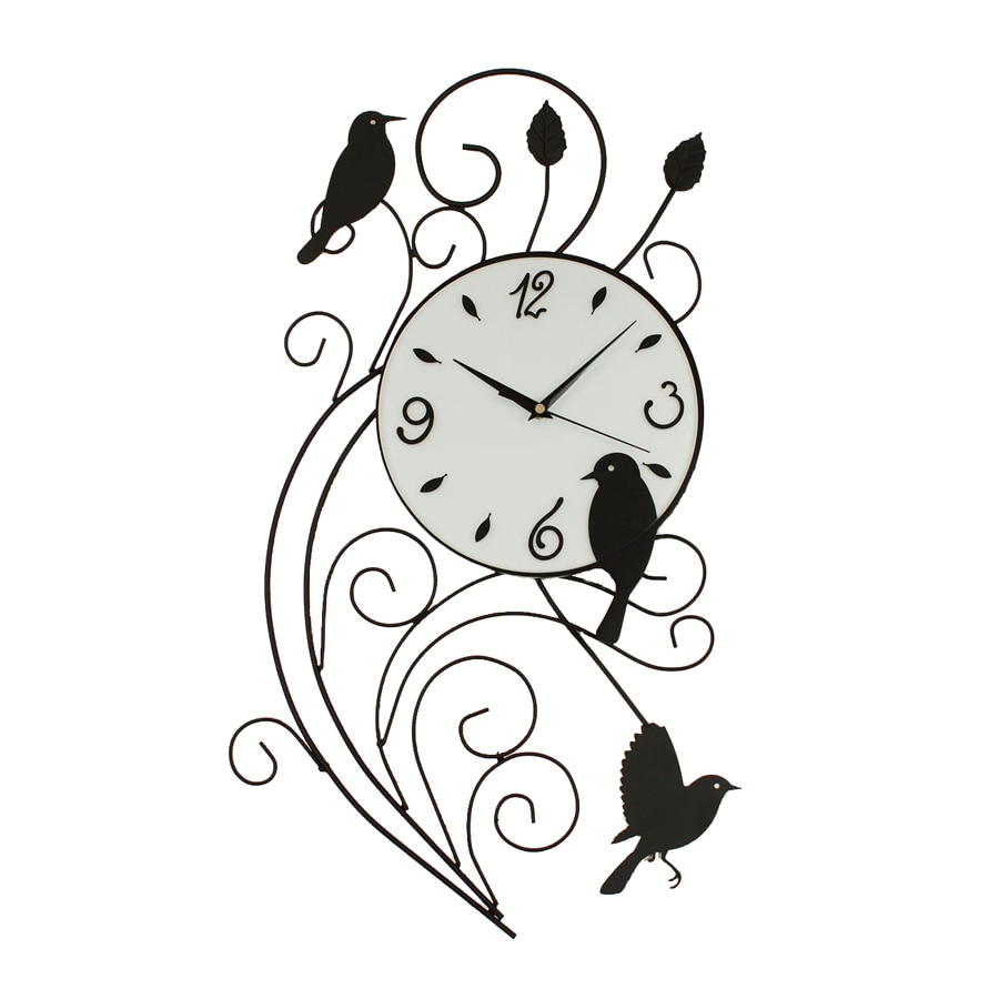 Ashton Sutton ST3386 Bird Pendulum Matte Black Wall Clock