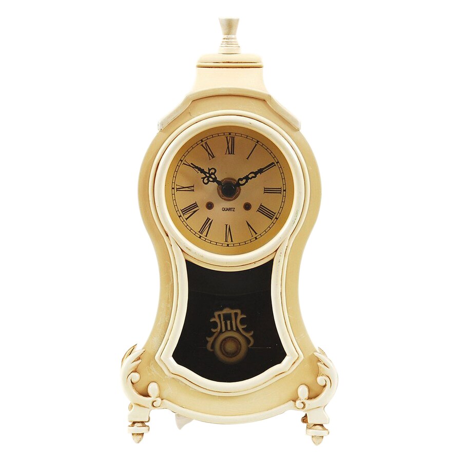 Ashton Sutton T6201 Roman Numeral Boutique Pendulum White Table Clock