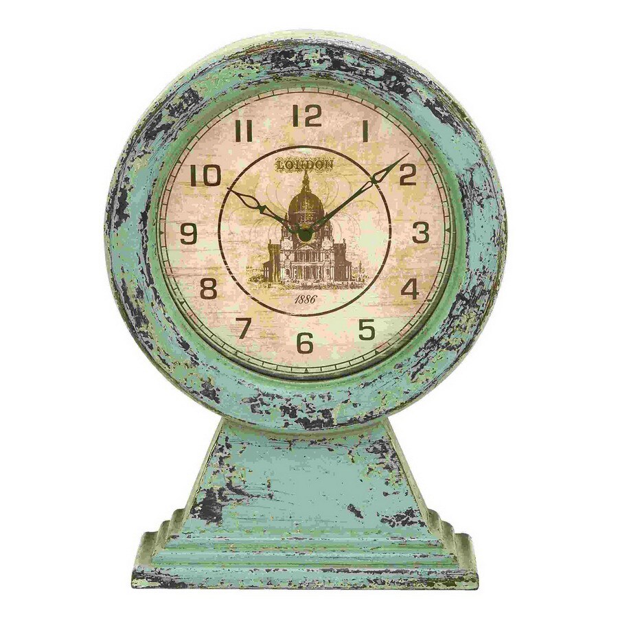 UMA Enterprises Old Look London Themed Sky Blue Table Clock at Lowes.com