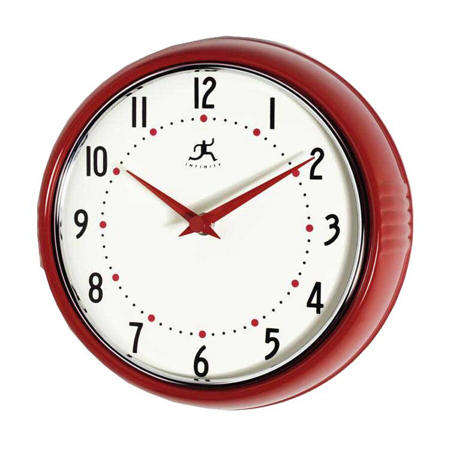 Infinity Instruments Standard Arabic Numeral Retro Red And Silver Infinity Instruments Standard Arabic Numeral Retro Red And Silver Wall Clock