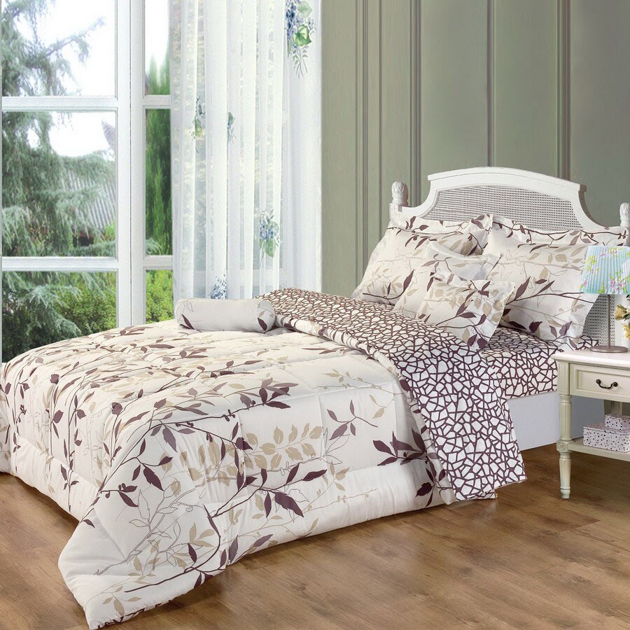 North Home Bedding Iris 6 Piece Cream Queen Comforter Set At Lowes Com