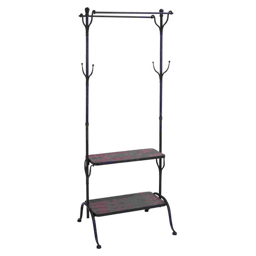 IRIS White Metal Garment Rack with Wooden Shelf White-Hook Valet