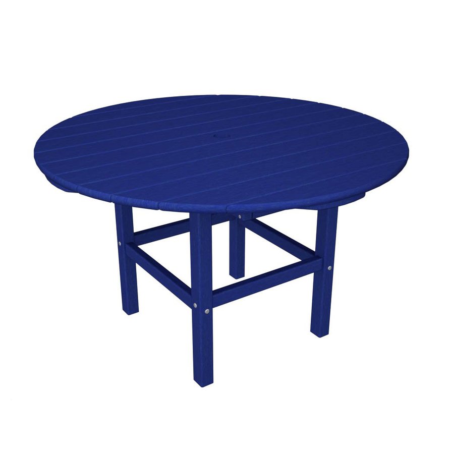 POLYWOOD Rockport Recycled Plastic-Top Pacific Blue Round ...