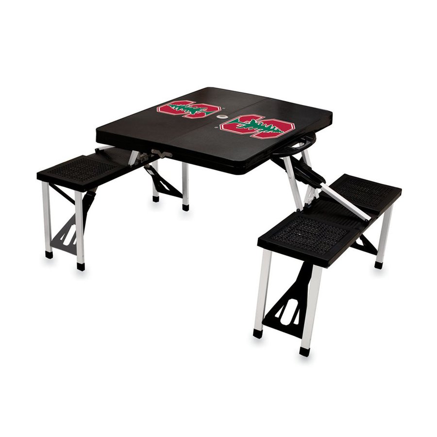 Picnic Time 54 in Black Stanford Cardinal Plastic Rectangle Collapsible Picnic Table