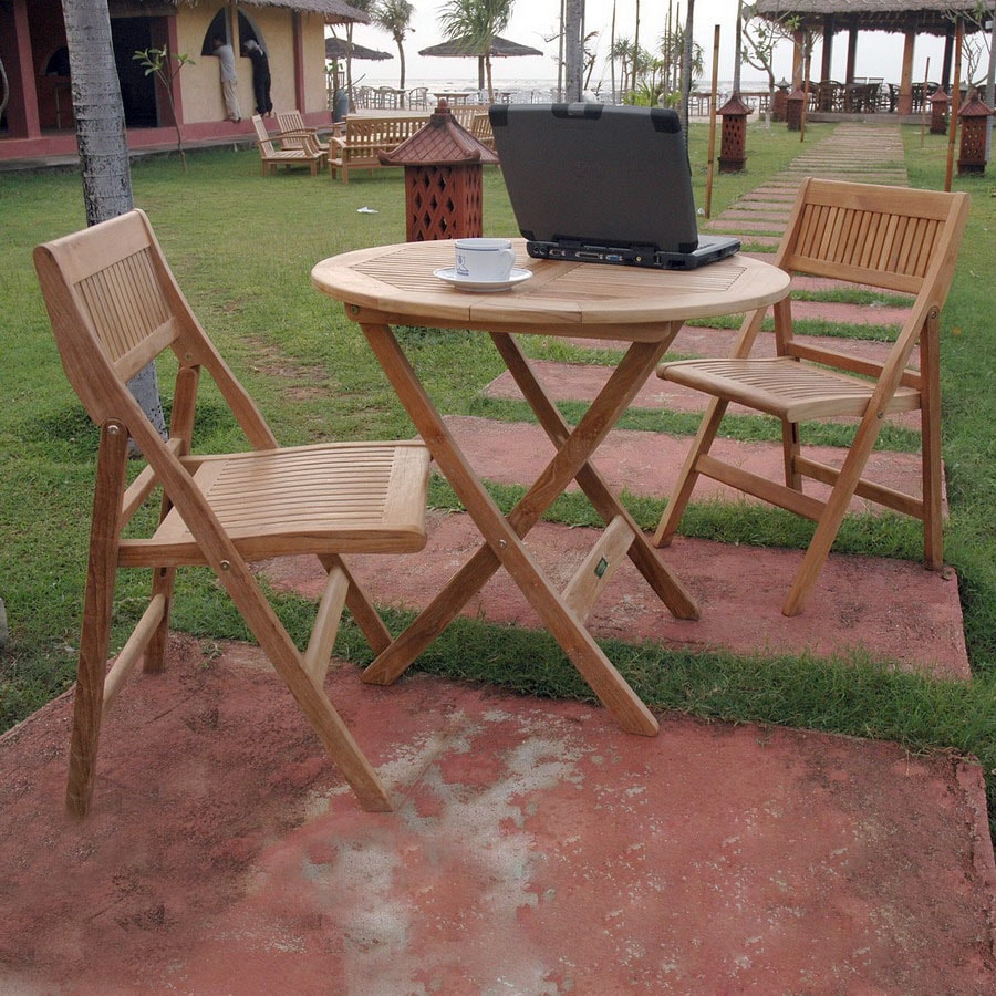Anderson Teak 3 Piece Windsor Slat Seat Patio Bistro Set Anderson Teak 3 Piece Windsor Slat Seat Patio Bistro Set