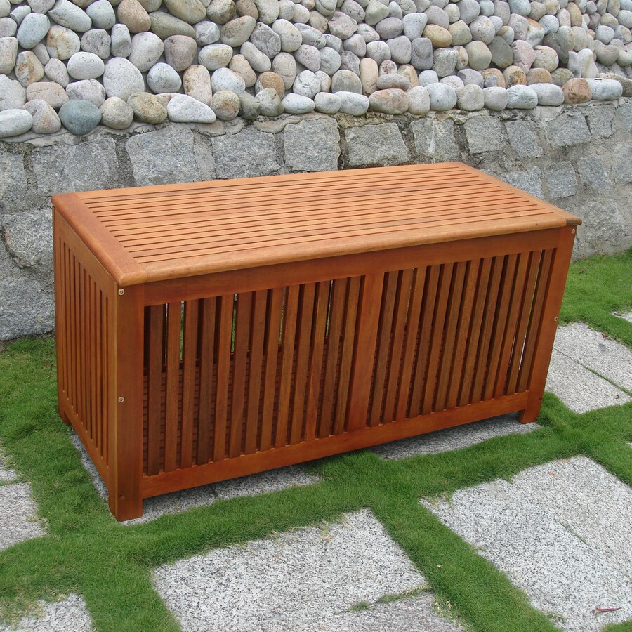 VIFAH 50-in L x 21-in W Oiled Rubbed Wood Deck Box in the Deck Boxes ...