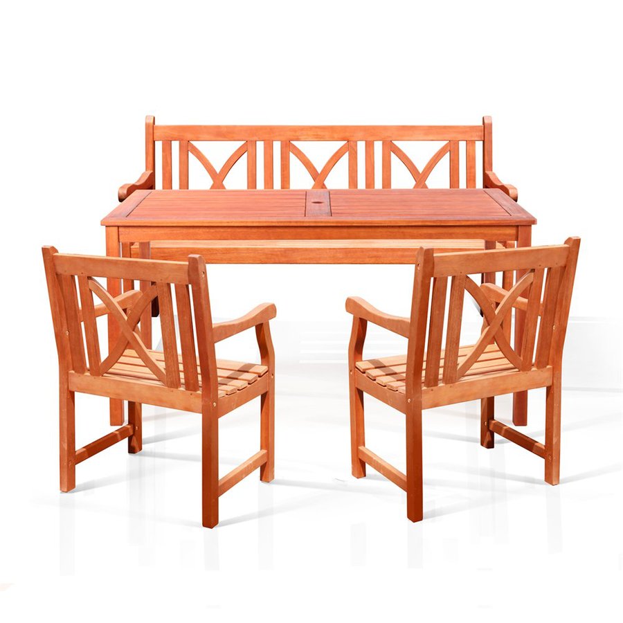 Shop VIFAH Balthazar 4Piece Eucalyptus Patio Dining Set at