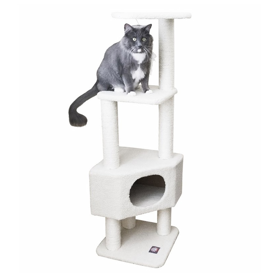 Majestic Pets Bungalow 52 In White Faux Fur Cat Tree At Lowes Majestic Pets Bungalow 52 In White Faux Fur Cat Tree