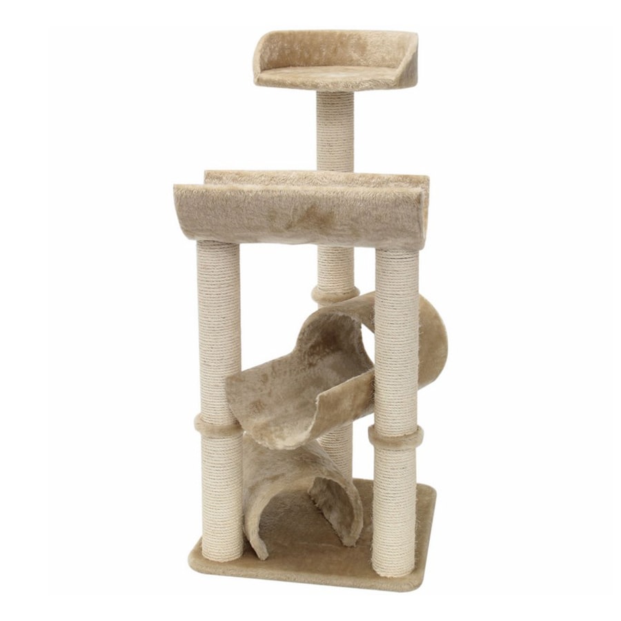  Majestic Pets Casita 44-in Off-White Faux Fur Cat Tree at Lowes.com