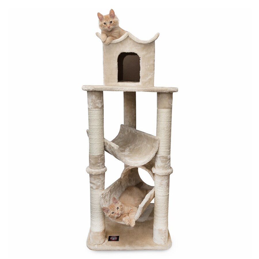 Shop Majestic Pets Casita 47-in Off-White Faux Fur Cat Tree at Lowes.com