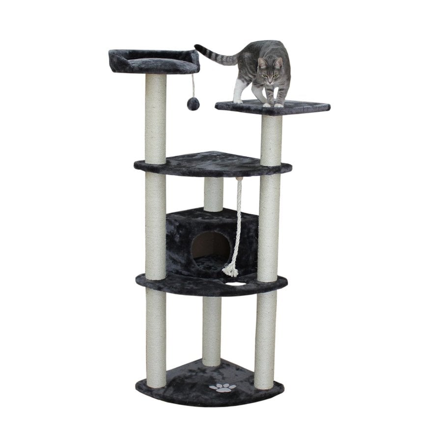 Shop kitty mansions Toronto 60in Gray Faux Fur Cat Tree at