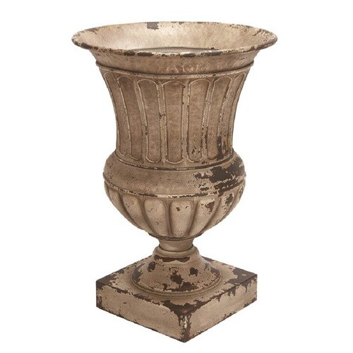 Woodland Imports 18in x 26in Rustic Brown Metal Urn at