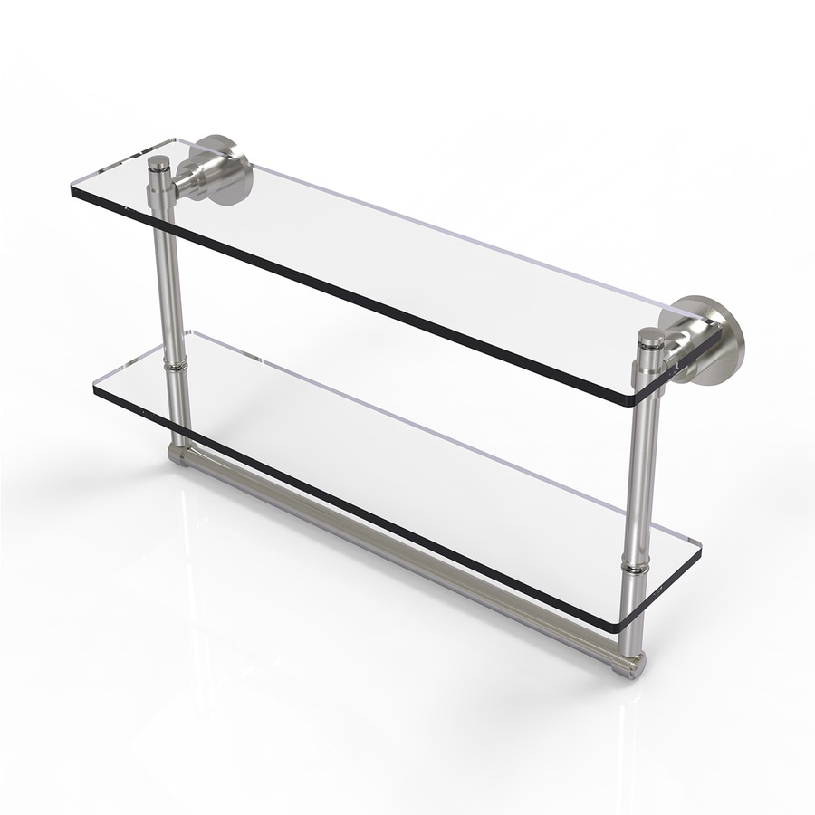 Allied Brass Washington Square 2Tier Satin Nickel Brass Bathroom Shelf at