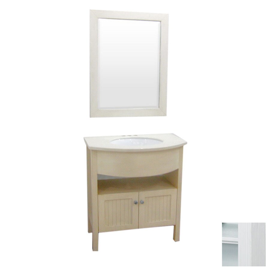 Yosemite Home Decor YVEC-F01W 28-in White Transitional Single Sink Bathroom Vanity with Top