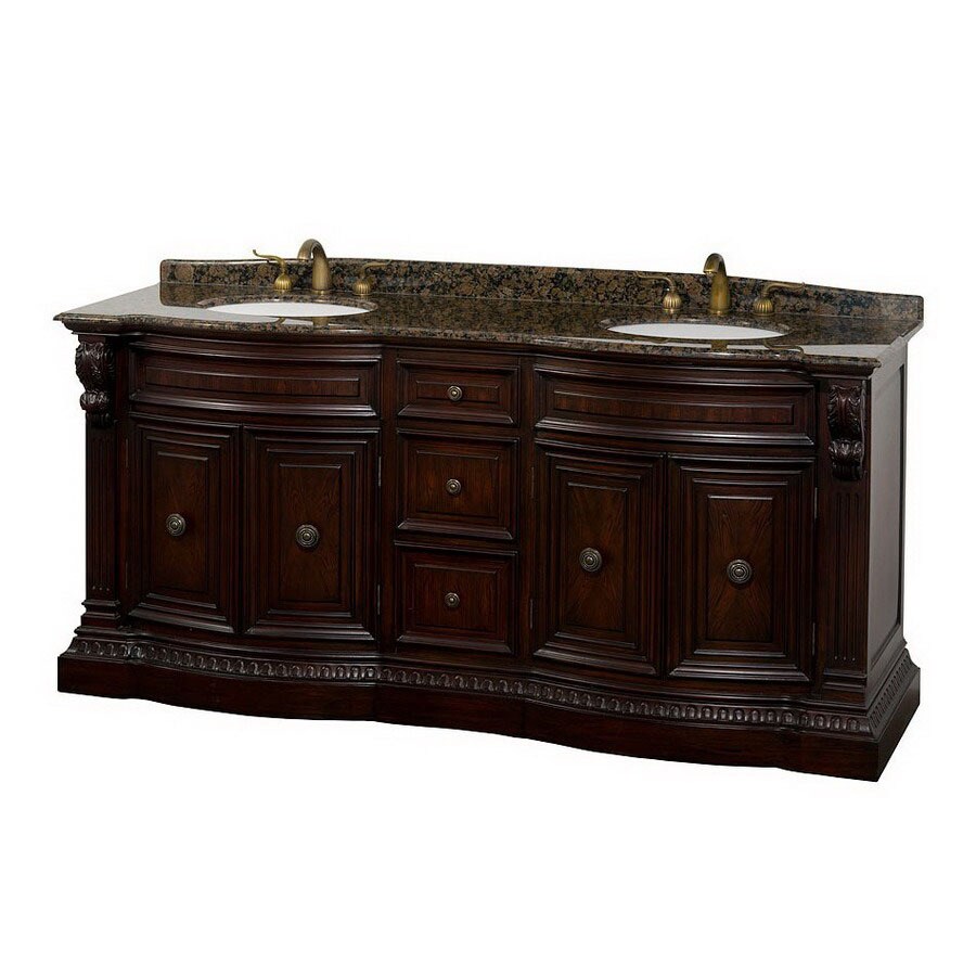 Wyndham Collection 72 In Cherry Roosevelt Double Sink Bathroom Vanity With Top At 