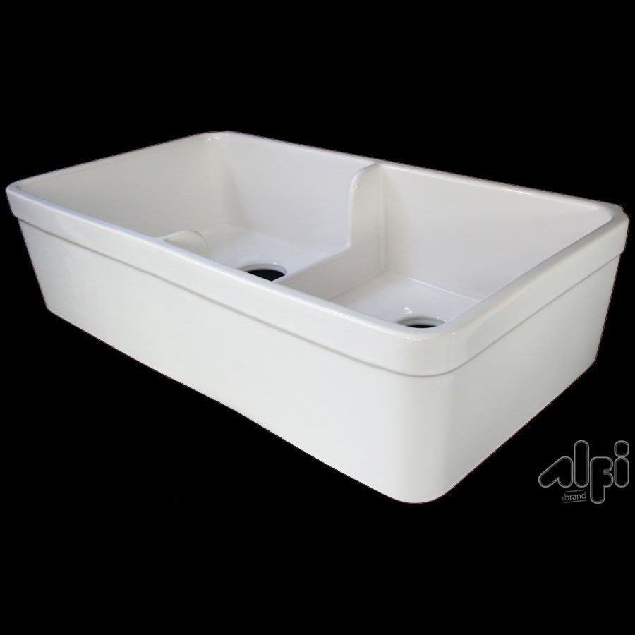 Alfi Brand 32 In X 17 75 In White Double Basin Standard Drop In Apron