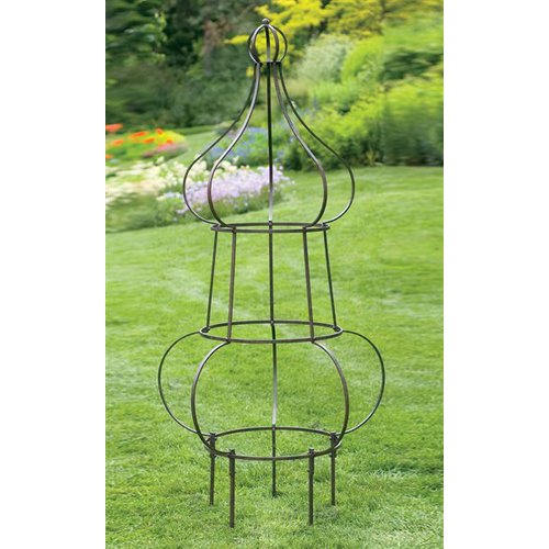 H. Potter 34in W x 64in H Charcoal Brown Obelisk Garden Trellis in