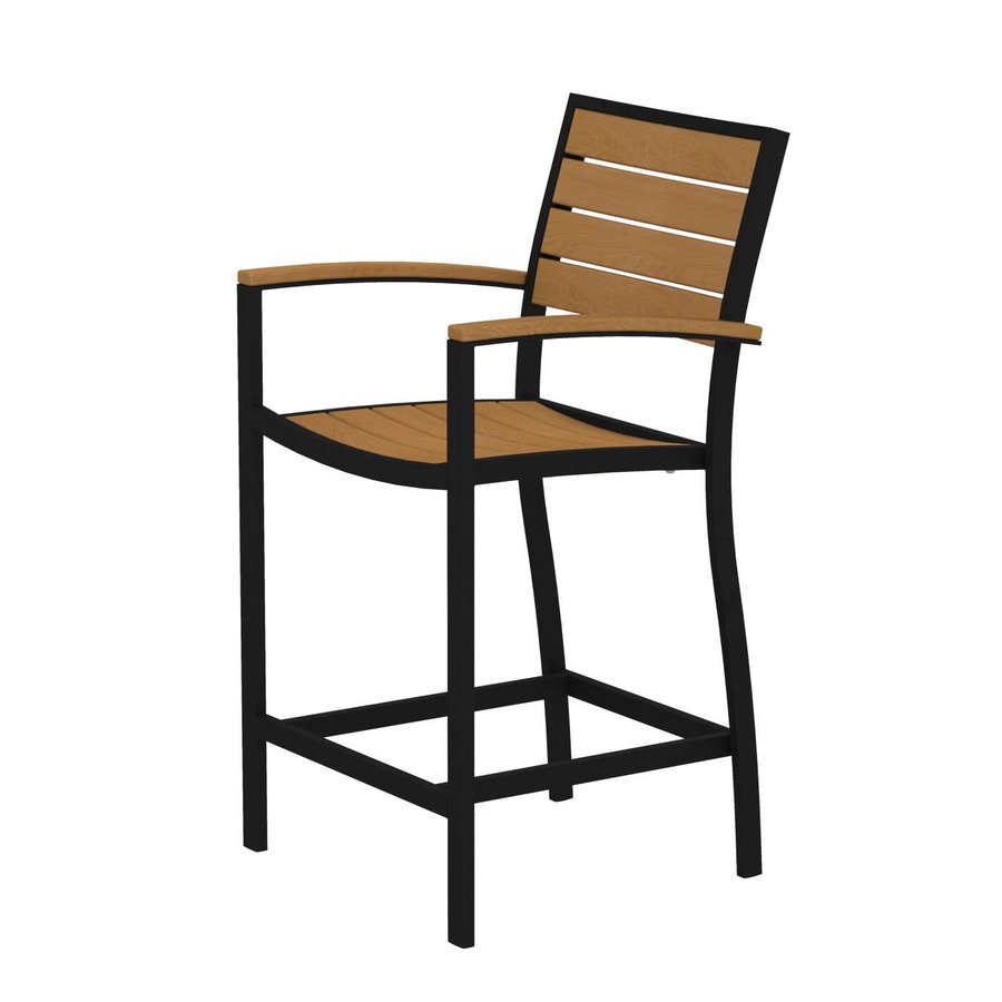 POLYWOOD Slat Seat Aluminum Patio BarHeight Chair at
