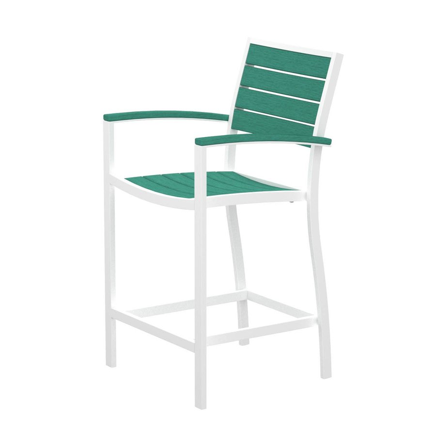 POLYWOOD Slat Seat Aluminum Patio BarHeight Chair at