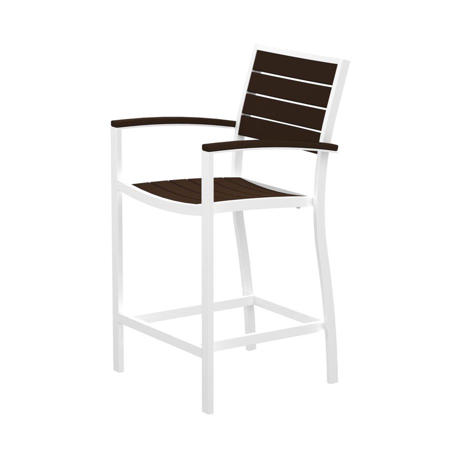 POLYWOOD Slat Seat Aluminum Patio BarHeight Chair at
