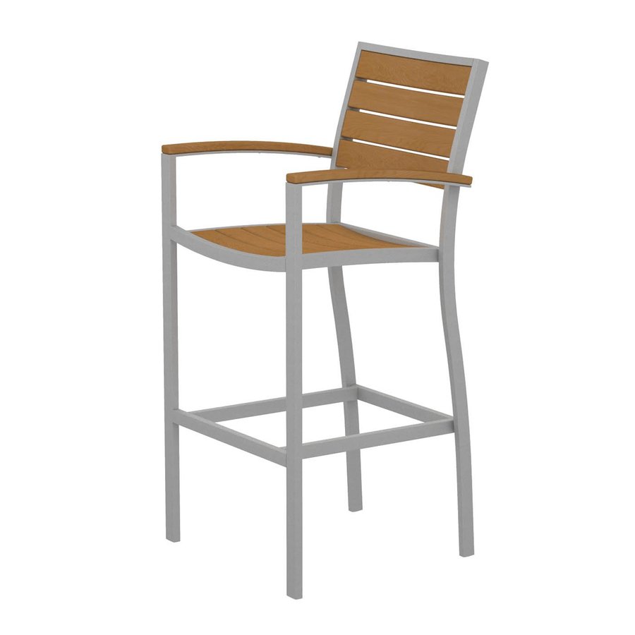 POLYWOOD Slat Seat Aluminum Patio BarHeight Chair at