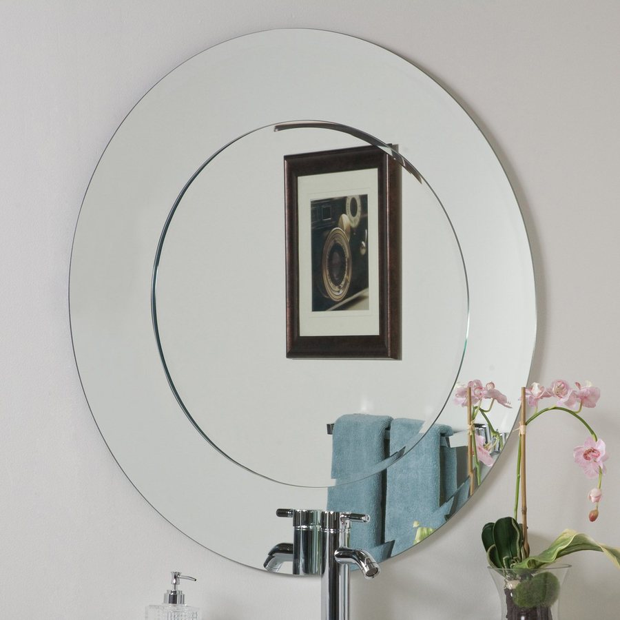 shop decor wonderland oriana 35-in round bathroom mirror at lowes