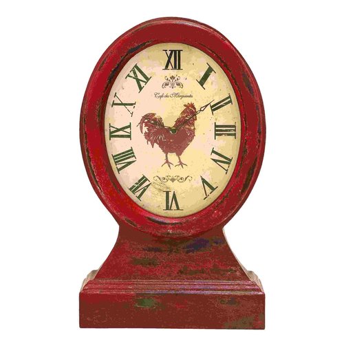 Woodland Imports Farmer Analog Round Indoor Tabletop Clock in the