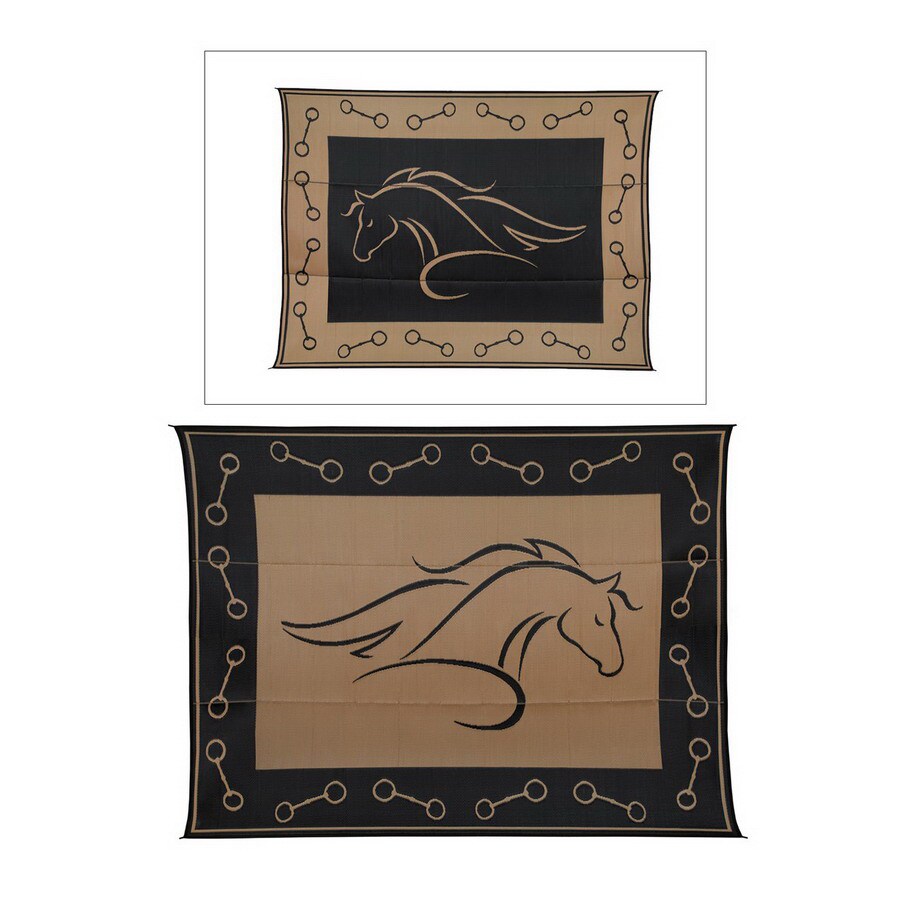 Patio Mats Horse Profile Rectangular Brown Animals Indoor Outdoor