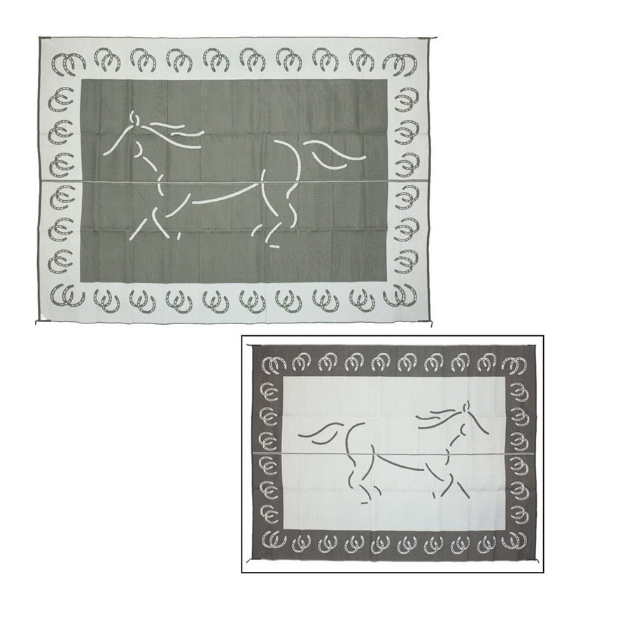 Patio Mats Horse Rectangular Black Animals Indoor Outdoor Area Rug