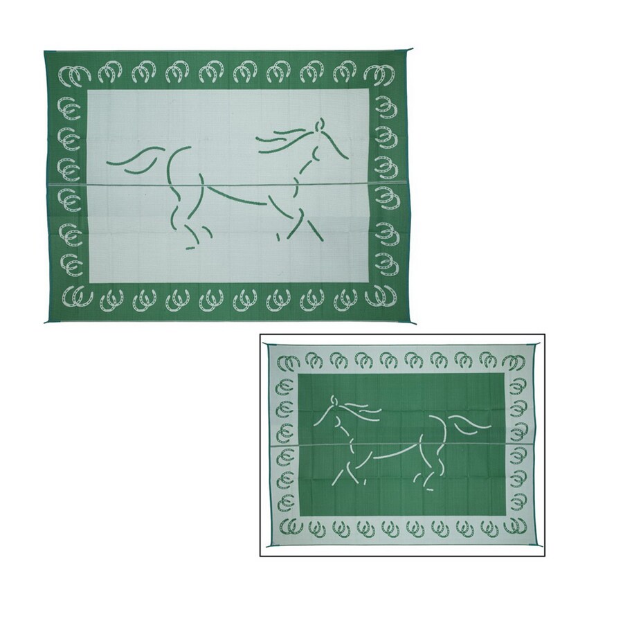 Patio Mats Horse Rectangular Green Animals Indoor Outdoor Area Rug