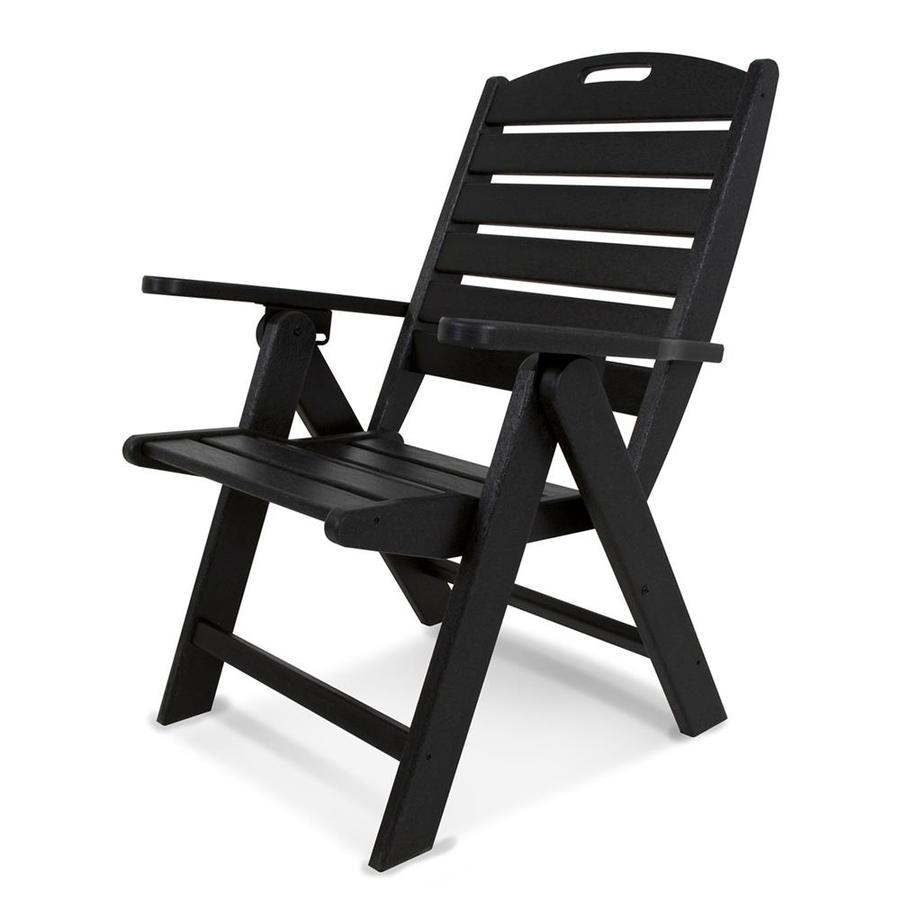 POLYWOOD NCH38BL Nautical Folding Plastic Dining Chair with Slat Seat