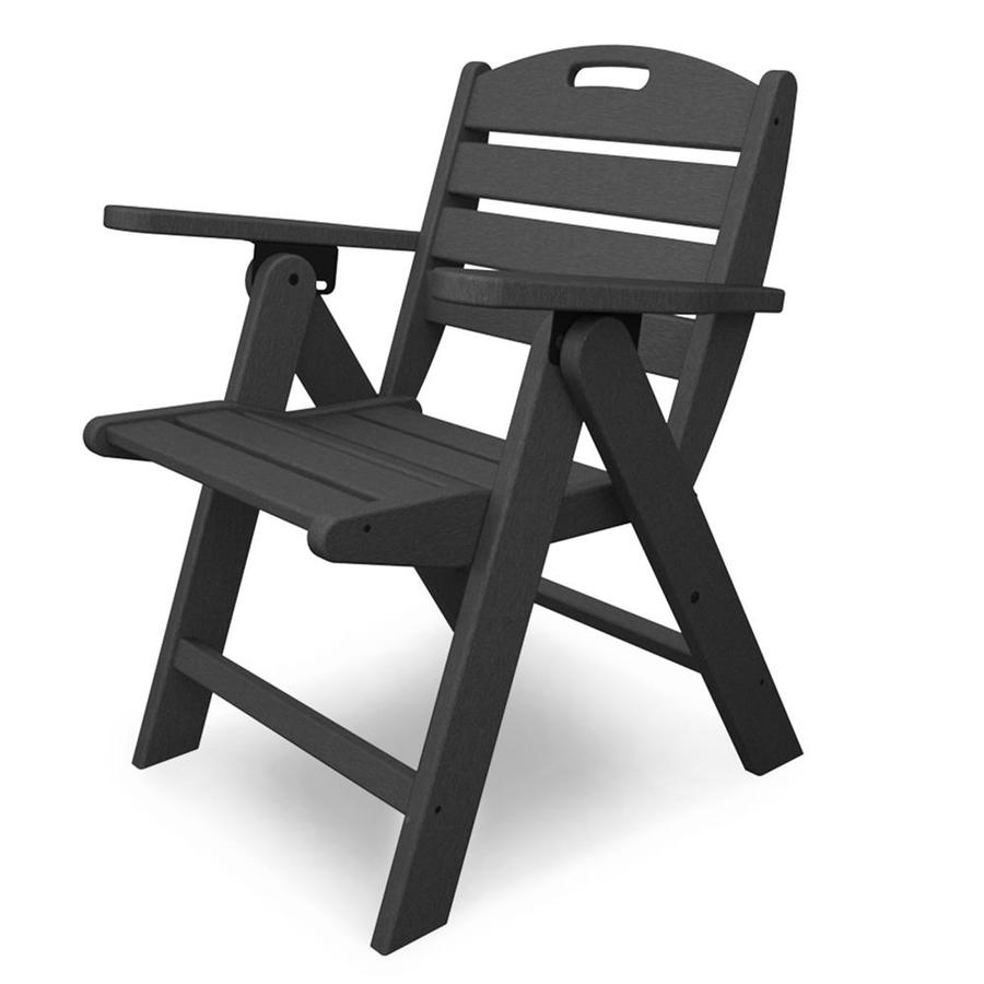 POLYWOOD NCL32GY Nautical Folding Plastic Dining Chair with Slat Seat