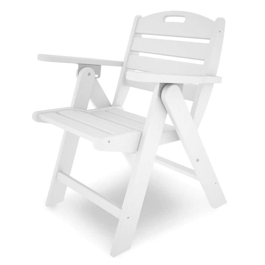 POLYWOOD NCL32WH Nautical Folding Plastic Dining Chair with Slat Seat