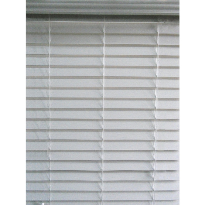 Allen Roth 2 5 In Cordless White Faux Wood Blinds Common 71 Actual 70 X 48 The Department At Lowes Allen Roth 2 5 In Cordless White Faux