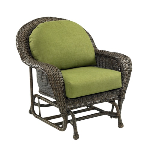 Outdoor Greatroom Company Balsam Wicker Patio Glider with Solid Cushion