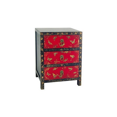 Oriental Furniture Decorative Storage Red And Black Storage