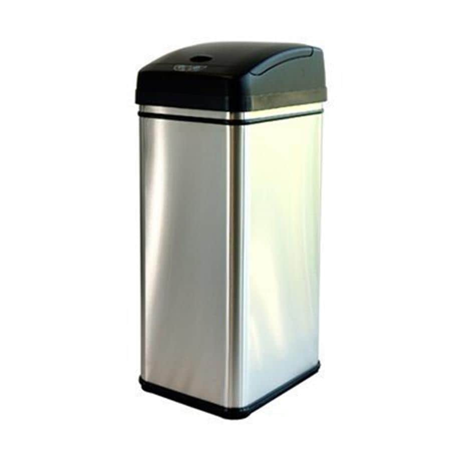 Shop iTouchless 13-Gallon Brushed Silver Metal Touchless Trash Can with