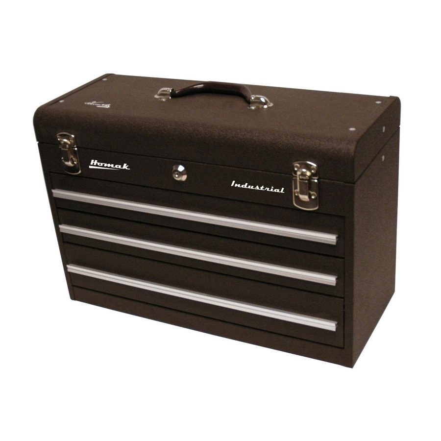 Homak Industrial 20 25 In 3 Drawer Steel Lockable Tool Box Brown At