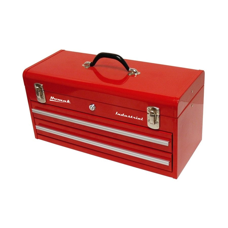 Homak Industrial 20 125 In 2 Drawer Steel Lockable Tool Box Red At