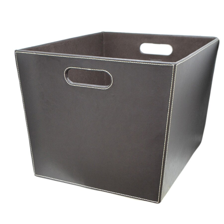 allen + roth HD-132565 14.25-in W x 12-in H x 18-in D Brown Faux Leather Stackable Bin
